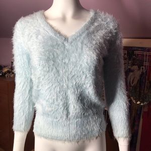 Almost Famous Fuzzy Light Blue Sweater